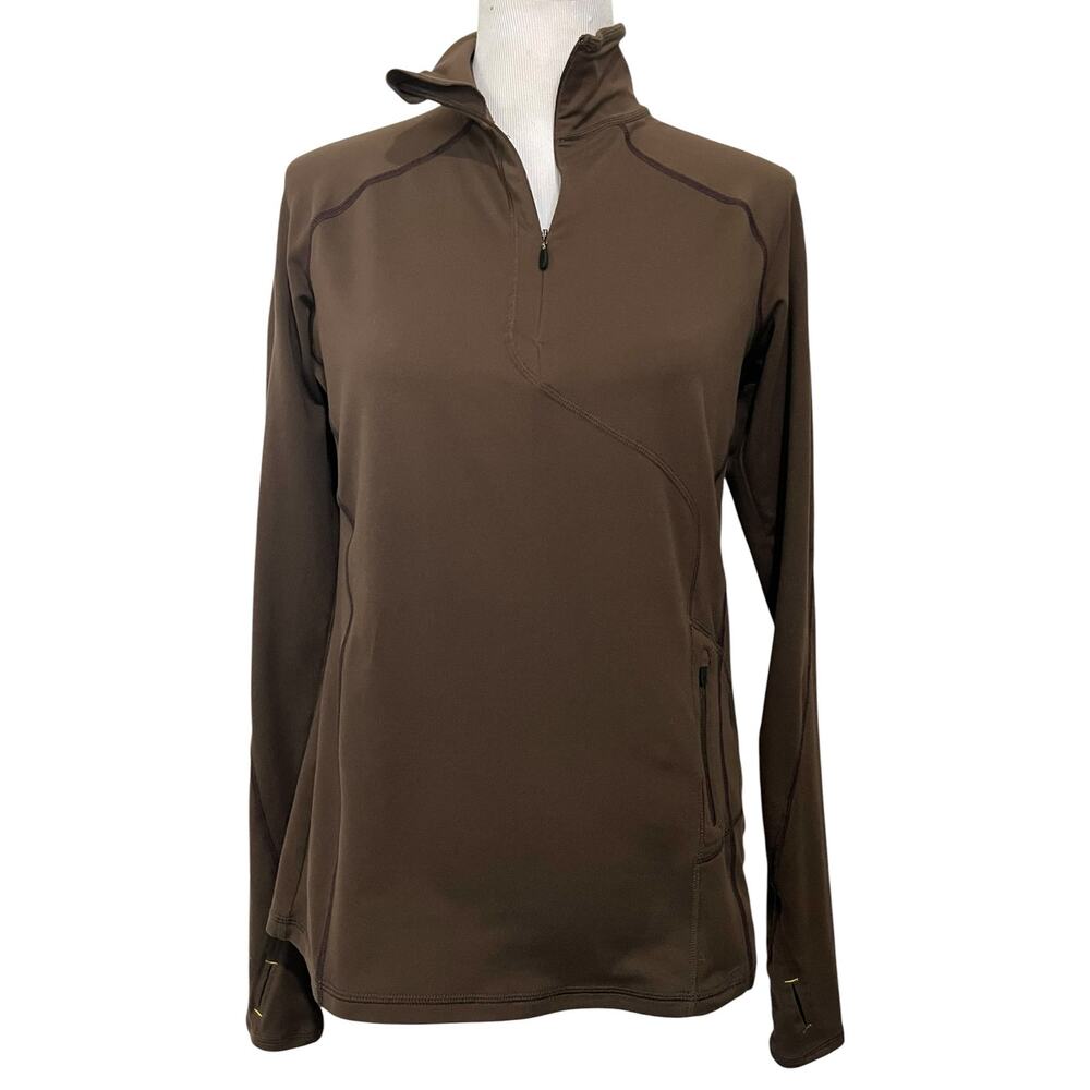 Mountain Hardwear Women’s Pullover Quarter 1/4 Zip Long Sleeve Brown Shirt Sz M